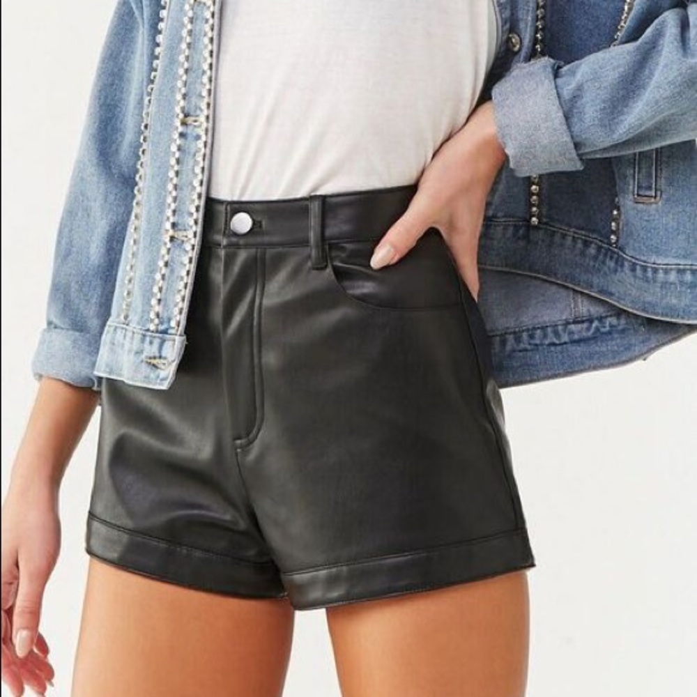 Faux leather shorts